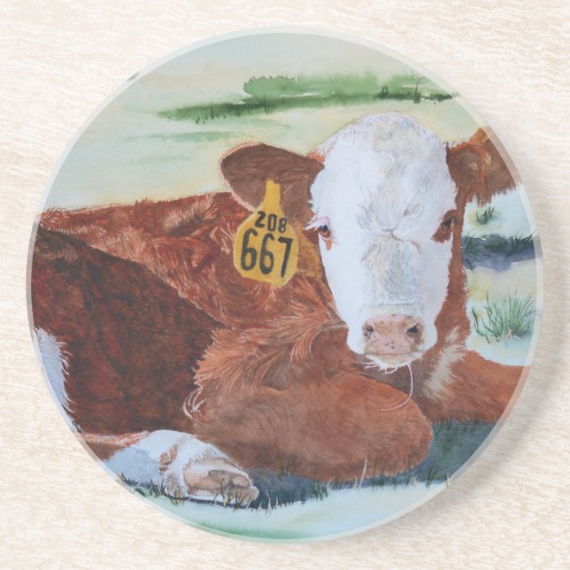 Hereford Calf Coaster (Front)