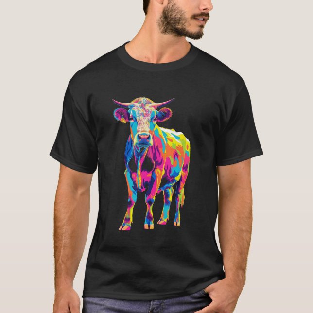 Hereford Cattle Farmer Popart T-Shirt (Front)