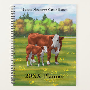Hereford Cow & Cute Calf in Summer Pasture Planner