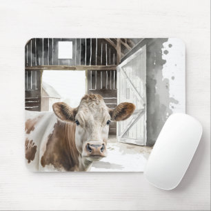 Hereford Cow In Barn Mouse Mat