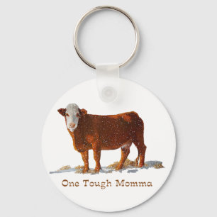 Hereford Cow: One Tough Momma: Mother's Day Key Ring