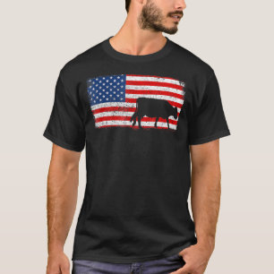 Hereford Cow Patriotic American Flag Vintage T-Shirt