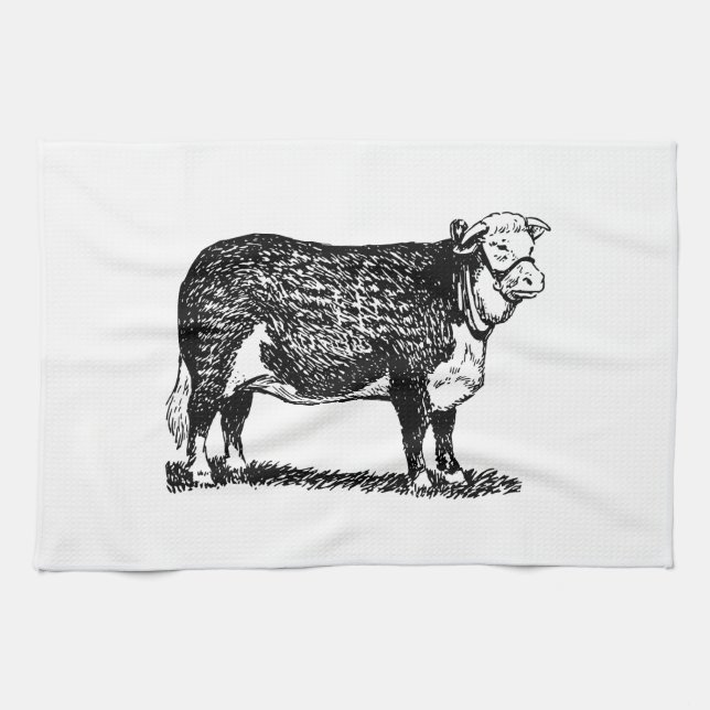 Hereford Cow Tea Towel (Horizontal)