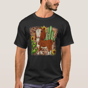 Hereford Cow With Sunflower and Cactus Background T-Shirt