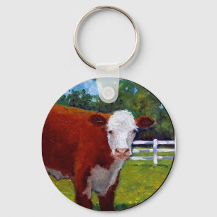 HEREFORD HEIFER COW ART KEY RING