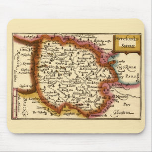 Herefordshire County England Old Antiquarian Map Mouse Mat