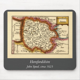 Herefordshire County England Old Antiquarian Map Mouse Mat