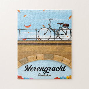 Herengracht Canal Amsterdam Travel poster Jigsaw Puzzle