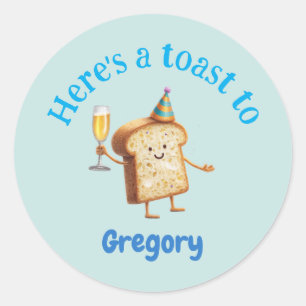 Here's A Toast To + Name, Bubbly  Classic Round Sticker