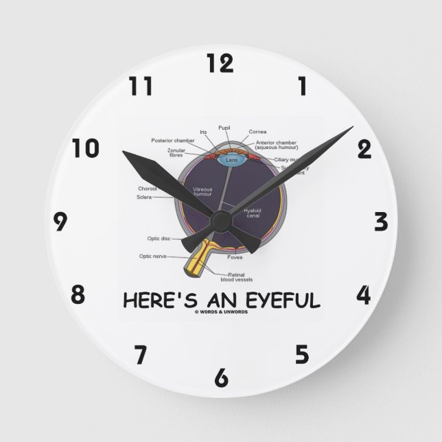 Here's An Eyeful (Eye Anatomy Humour) Round Clock (Front)