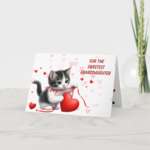 Here's My Heart Granddaughter Kitten Valentine Holiday Card