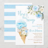 Here's the Scoop Baby Shower (Boy) Invitation