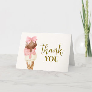 Here's The Scoop Bow Ice Cream Baby Shower Welcome Thank You Card