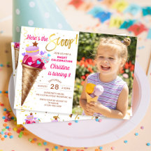 Here's The Scoop Girls Ice Cream Birthday Photo
