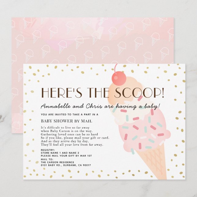 Here's the Scoop Ice Cream Baby Shower by Mail Invitation (Front/Back)