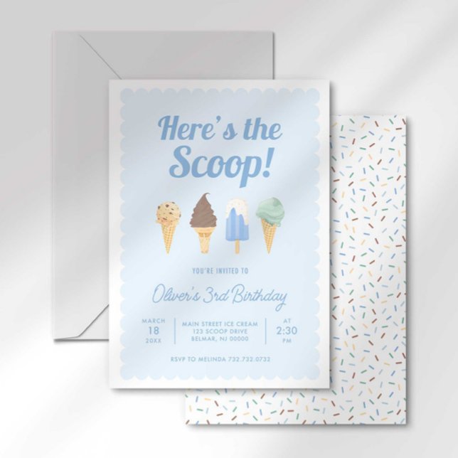 Here's the Scoop Ice Cream Birthday Invitation (Creator Uploaded)