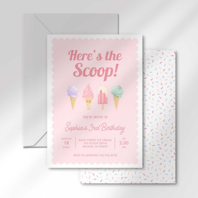 Here's the Scoop Ice Cream Birthday Invitation (Creator Uploaded)