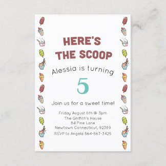 Here's the scoop Ice Cream Birthday Party Invitation