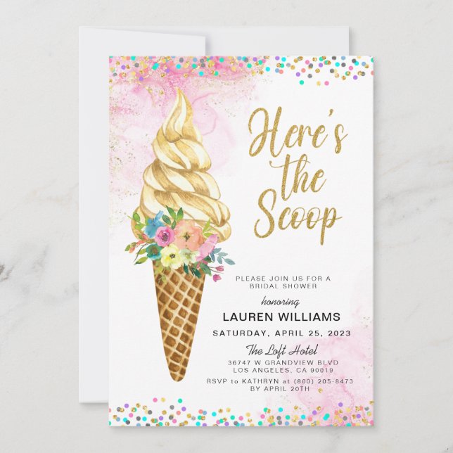 Here's the Scoop Ice Cream Bridal Shower Invitatio Invitation (Front)