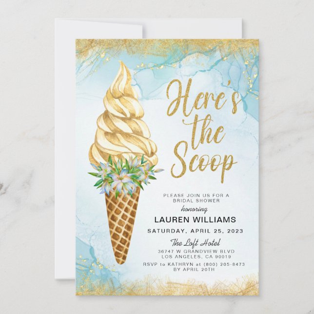 Here's the Scoop Ice Cream Bridal Shower Invitatio Invitation (Front)