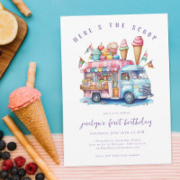 Here's The Scoop Ice Cream Cone Kid Birthday
