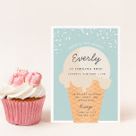 Here's The Scoop Ice Cream Cone Kid Birthday Party Invitation<br><div class="desc">Announce your little one's summer birthday celebration with these festive ice cream themed invitations in a soft pastel colour palette. Modern design features a waffle cone with a scoop of vanilla ice cream with "here's the scoop" arched across the top, and your child's birthday party details beneath on a soft...</div>