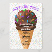Here's the Scoop Ice Cream Girl Birthday