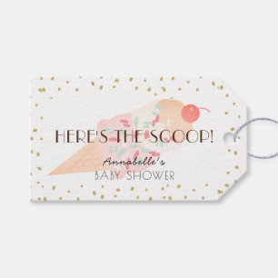 Here's the Scoop Ice Cream Pink Baby Shower Gift Tags