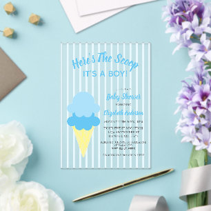 Here's The Scoop Ice Cream Summer Baby Shower Acrylic Invitations
