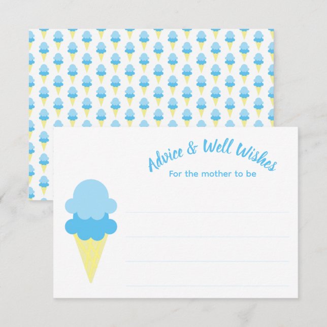 Here's The Scoop Ice Cream Summer Baby Shower Advice Card (Front/Back)