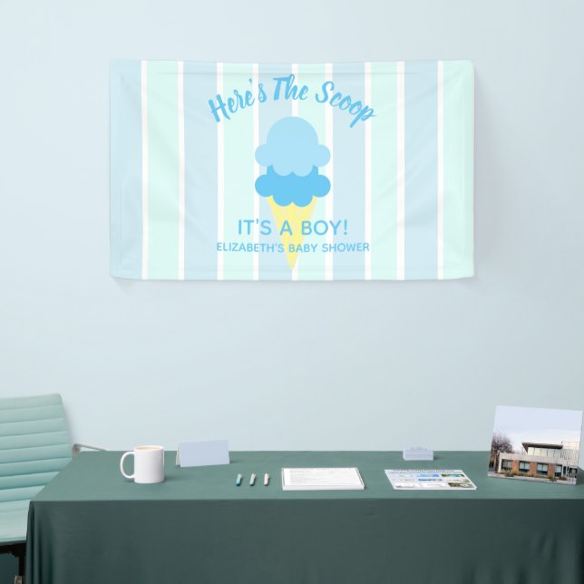 Here's The Scoop Ice Cream Summer Baby Shower Banner (Tradeshow)