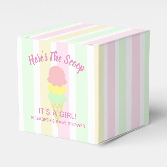Here's The Scoop Ice Cream Summer Baby Shower Favour Box (Front Side)