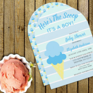 Here's The Scoop Ice Cream Summer Baby Shower Invitation