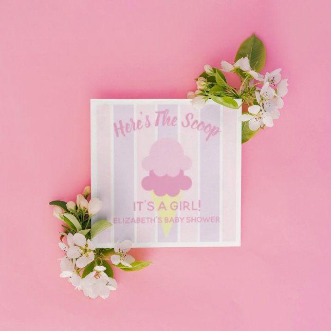 Here's The Scoop Ice Cream Summer Baby Shower Napkin (Creator Uploaded)
