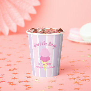Here's The Scoop Ice Cream Summer Baby Shower Paper Cups