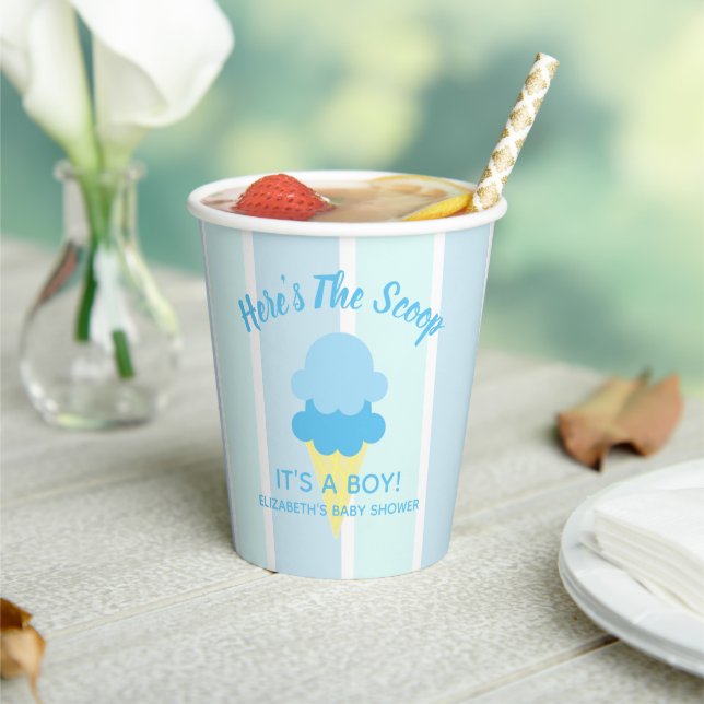Here's The Scoop Ice Cream Summer Baby Shower Paper Cups (Insitu)