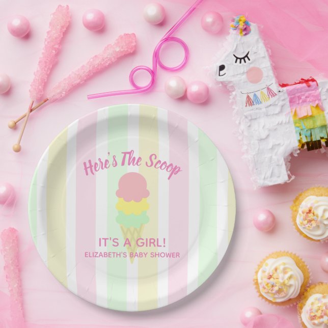 Here's The Scoop Ice Cream Summer Baby Shower Paper Plate (Party)