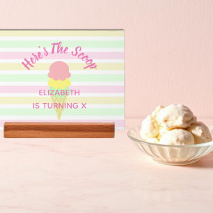 Here's The Scoop Ice Cream Summer Birthday Acrylic Sign