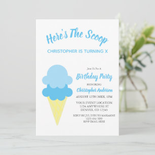 Here's The Scoop Ice Cream Summer Birthday Invitation