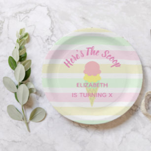 Here's The Scoop Ice Cream Summer Birthday Paper Plate