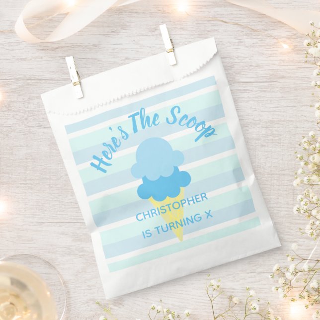 Here's The Scoop Ice Cream Summer Boy Birthday Favour Bags (Clipped)