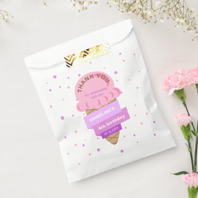 Here's The Scoop Ice Cream Sweet Pink Birthday Favour Bags (Sealed)