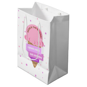 Here's The Scoop Ice Cream Sweet Pink Birthday Medium Gift Bag