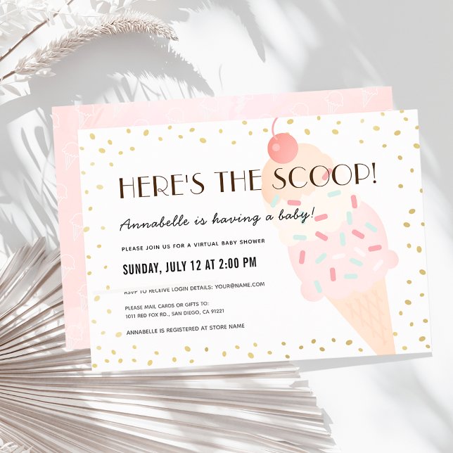 Here's the Scoop Ice Cream Virtual Baby Shower Invitation (Creator Uploaded)