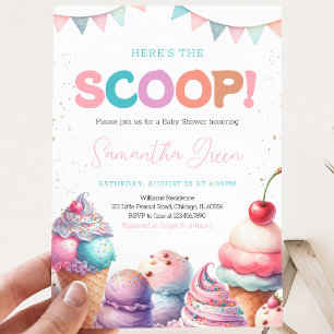 Here's the Scoop It's a Girl Baby Shower Invitation