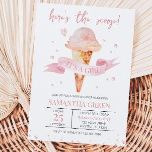 Here's the Scoop It's a Girl Baby Shower Invitation