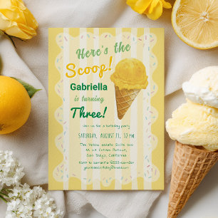 Here's the Scoop Kids Ice Cream Birthday Party Invitation