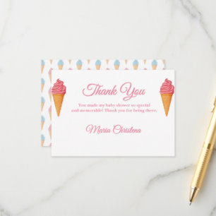 Here's the Scoop Pink Baby Shower Thank You Enclosure Card