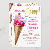 Here's The Scoop Pink Gold Ice Cream Birthday