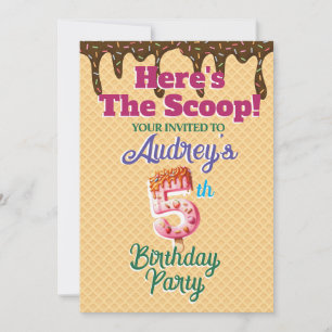 Here's the Scoop Waffle Cone Invitation
